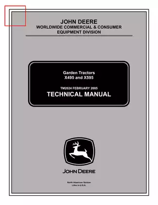 John Deere X495 and X595 lawn tractor repair manual