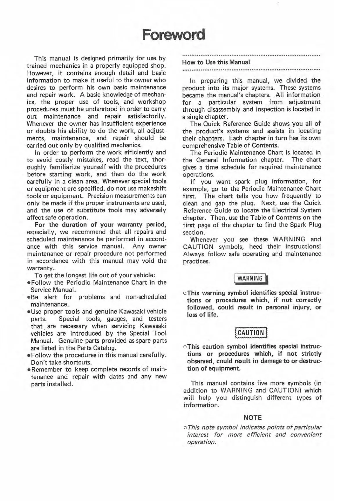 Kawasaki KLF300 ATV Service Manual and Quick Reference Guide Preview image 5
