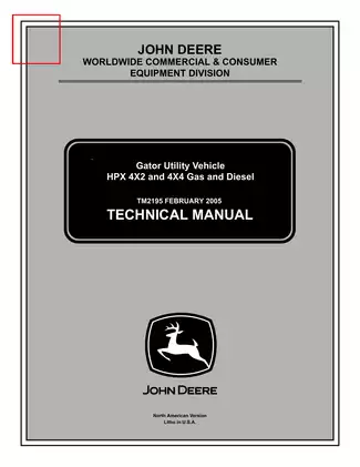 John Deere Gator HPX 4x2 & 4x4 Gas & Diesel Utility Vehicle technical manual Preview image 1