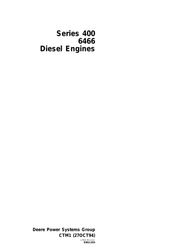 Preview: John Deere 6466 (Series 400) Diesel Engine Service Manual (P/N CTM1)