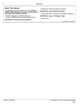 John Deere PowerTech™ 2.4L & 3.0L Diesel Engines Technical Manual Preview image 3