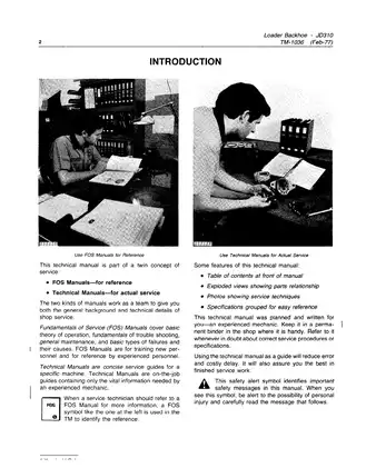 John Deere JD310 Loader Backhoe Technical Manual (TM-1036) Preview image 4