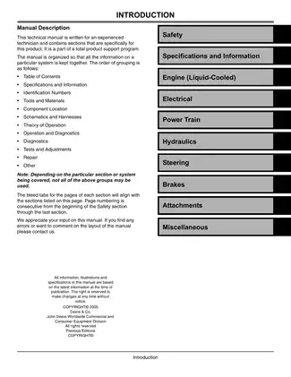 John Deere X700, X720, X724, X728 lawn & garden tractor technical manual Preview image 3