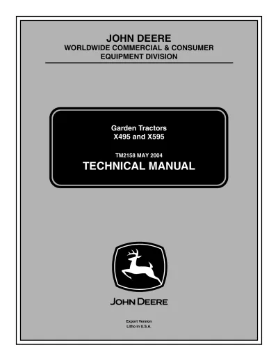 Preview: 2004 John Deere X495 / X595 Garden Tractor Technical Manual (P/N TM2158)