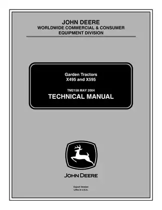 John Deere X495, X595 garden tractor technical manual Preview image 1