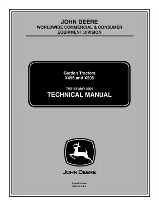 John Deere X495 & X595 Diesel Engine Manual (TM2158) - Comprehensive Repair & Maintenance Guide Preview image 1