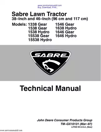 Comprehensive Service Manual for Sabre Lawn Tractor Models