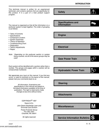 John Deere 38-Inch and 46-Inch Sabre Lawn Tractor Technical Manual Preview image 2