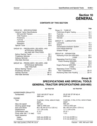 John Deere TM-1192 Technical Manual for 850, 900HC, 950 and 1050 Tractors Preview image 5