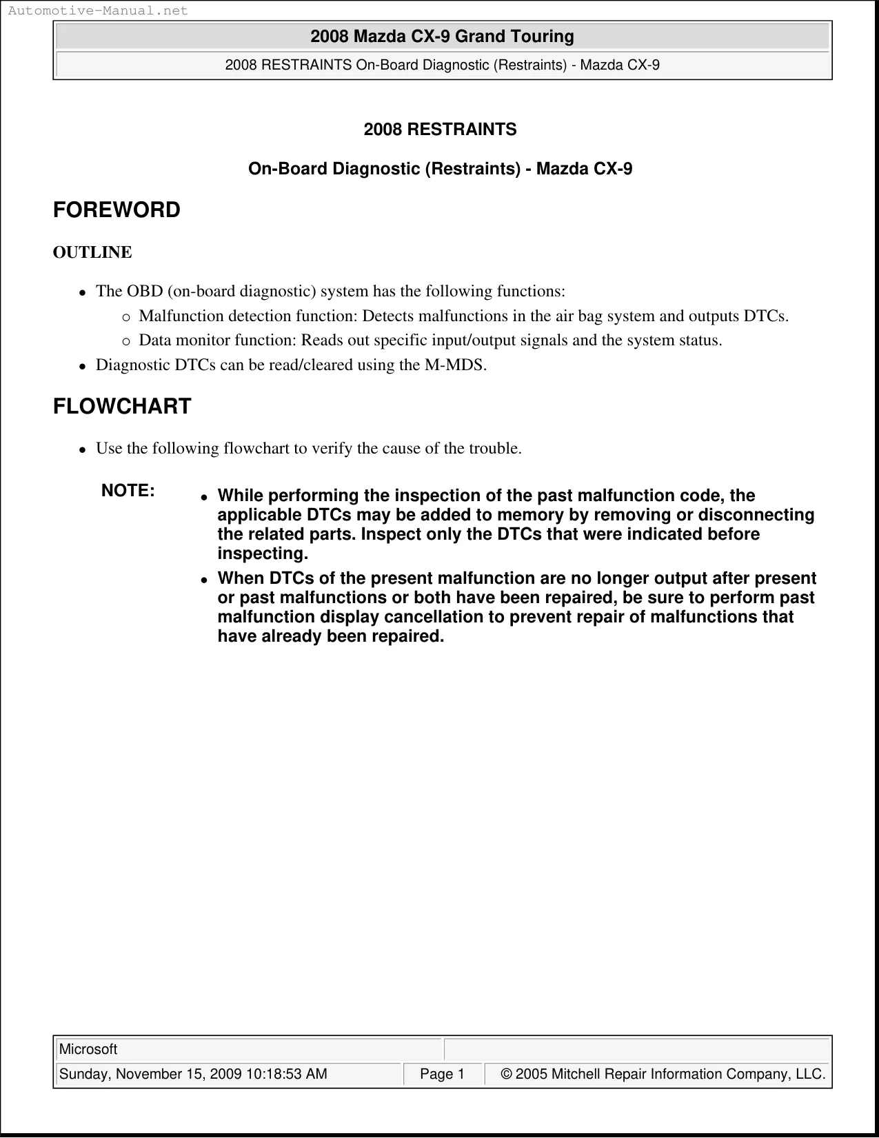 2007-2009 Mazda CX-9 manual
