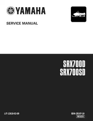 2000-2002 Yamaha SRX700, SRX700D, SRX700SD snowmobile service manual Preview image 1