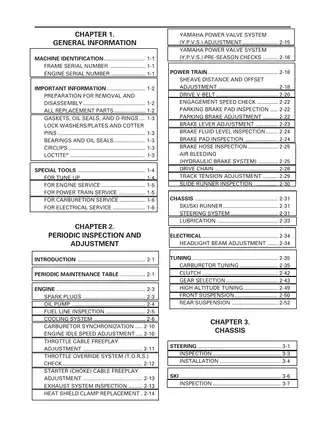 2000-2002 Yamaha SRX700, SRX700D, SRX700SD snowmobile service manual Preview image 5