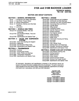 John Deere 310A and 310B Backhoe Loader Technical Manual (TM-1158) Preview image 3