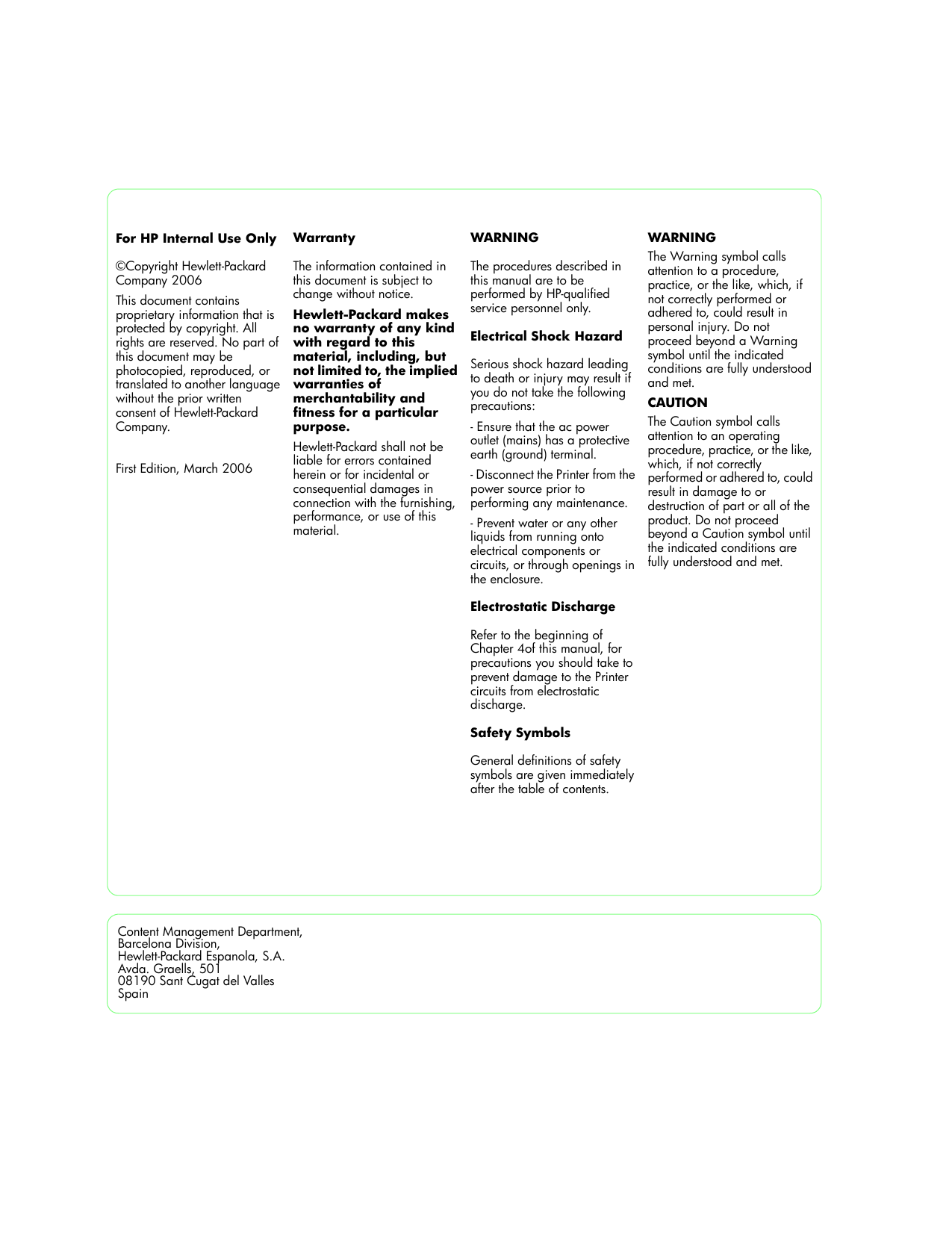 HP Designjet 9000S service guide Preview image 2