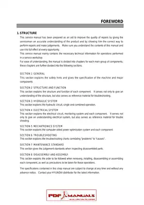 Hyundai R130LC-3 Crawler Excavator Service Manual Preview image 4