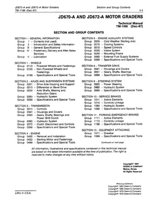 John Deere Motor Graders JD670-A and JD672-A Technical Manual TM-1188 Preview image 5