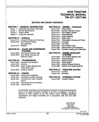 John Deere 401D Tractor Technical Manual (TM-1271) Preview image 3