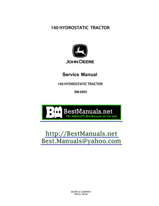 John Deere 140 Hydrostatic Tractor Service Manual