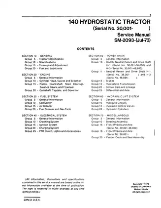 John Deere 140 Hydrostatic Tractor Service Manual Preview image 2