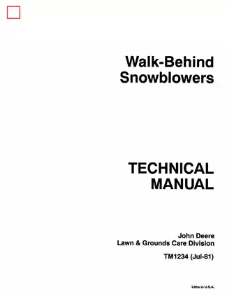 John Deere 526, 726, 732, 826, 832, 1032 Walk-Behind Snowblower technical manual