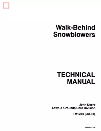 John Deere Walk-Behind Snowblower Technical Manual TM1234 (Jul-81)