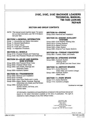 John Deere 210C, 310C, and 315C Backhoe Loaders Technical Manual Preview image 5