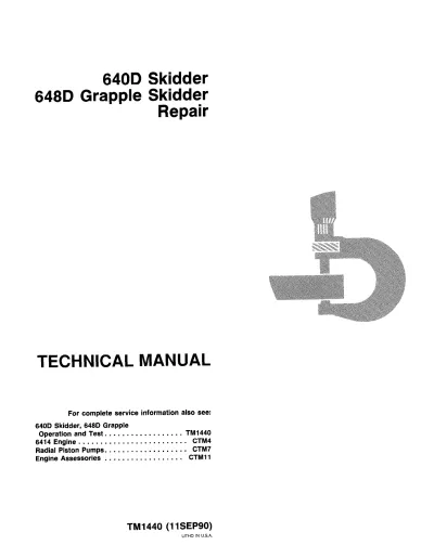 John Deere 640D Skidder & 648D Grapple Skidder Technical Manual (P/N TM1440) – preview page 1