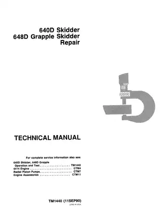 John Deere 640D Skidder, 648D Grapple Skidder technical repair manual Preview image 1
