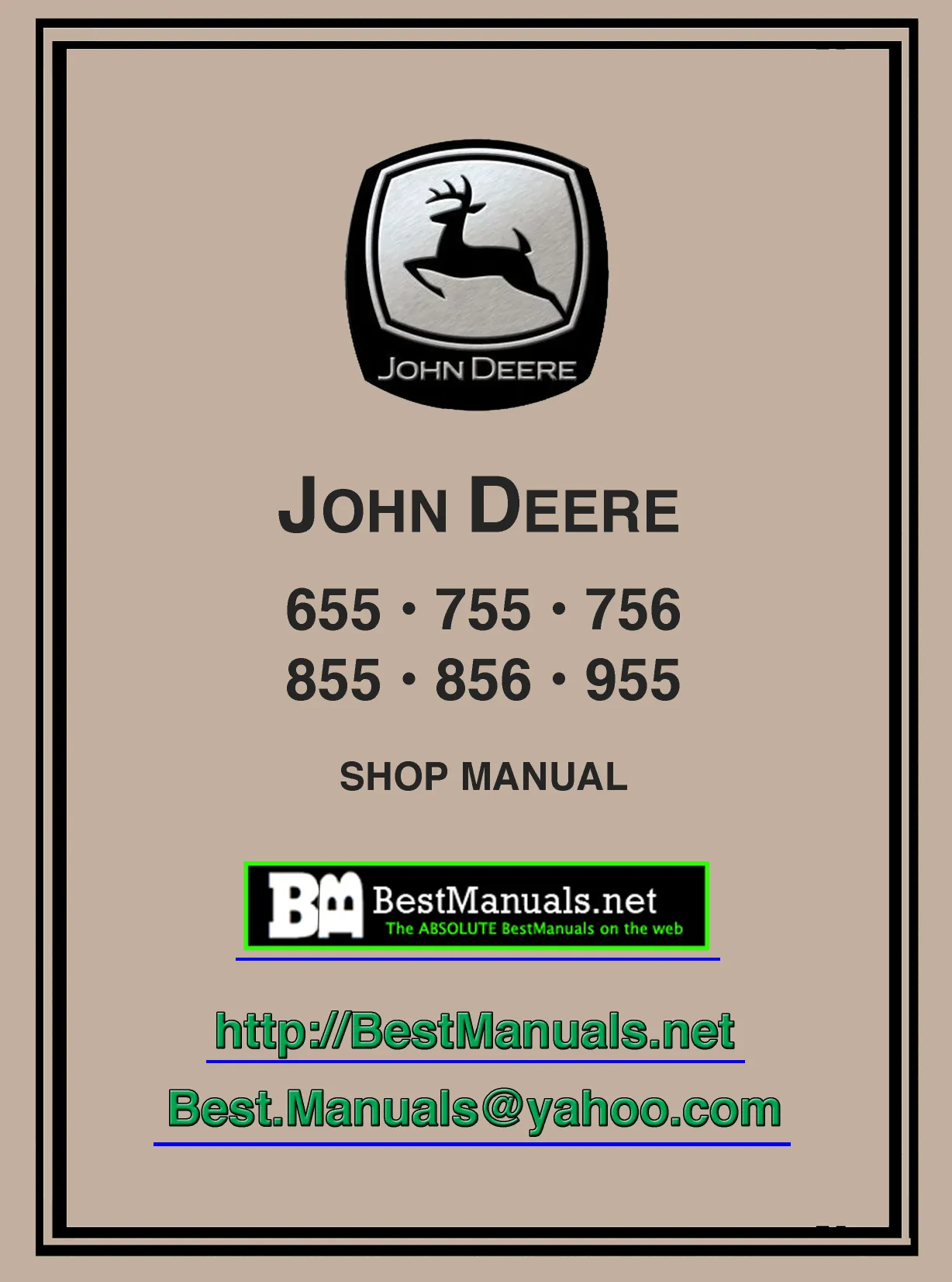 John Deere 655, 755, 855, 955, 756, 856 lawn tractor shop manual