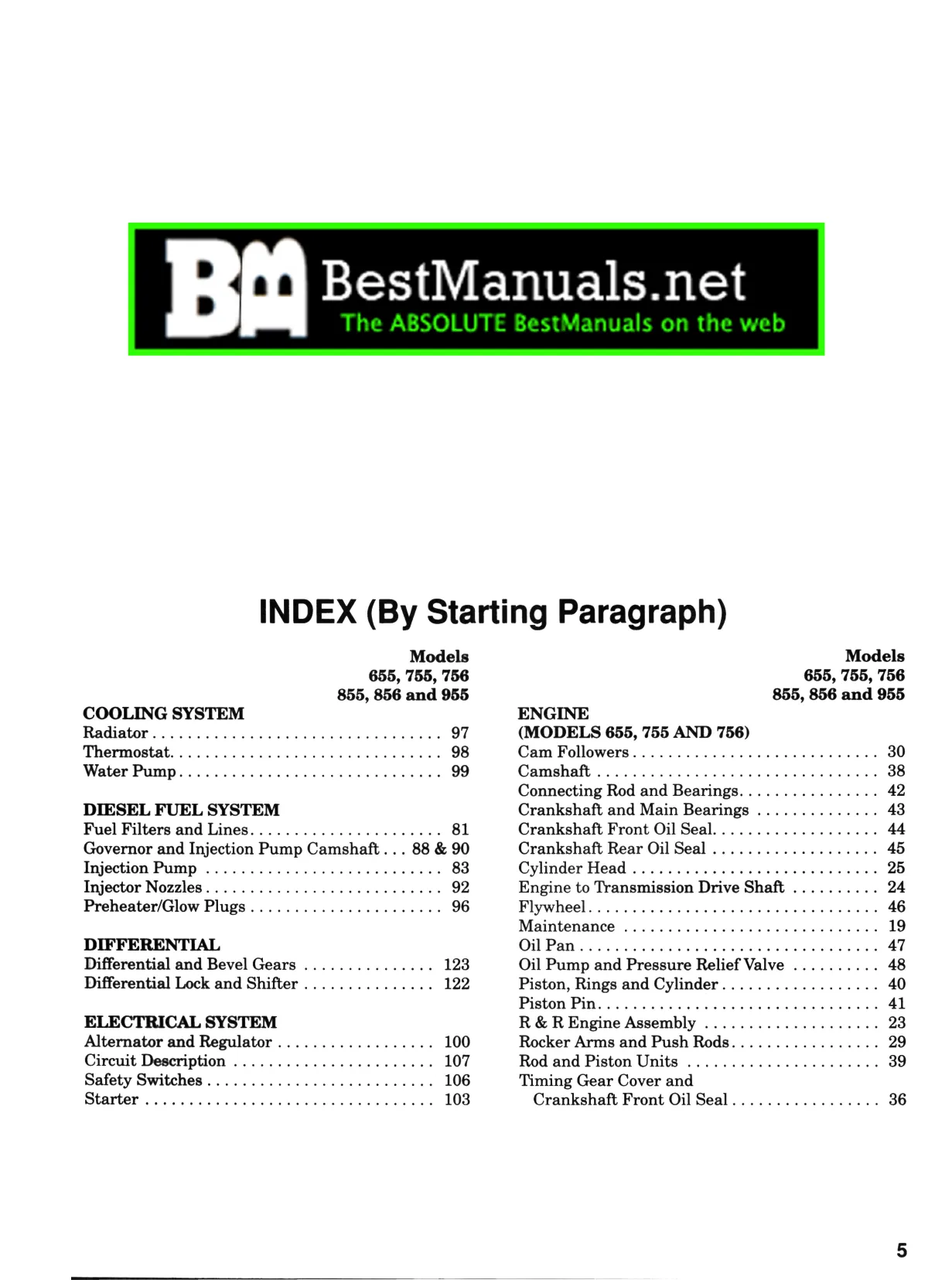John Deere 655, 755, 855, 955, 756, 856 lawn tractor shop manual Preview image 5