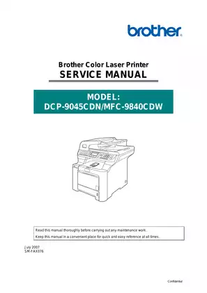 Brother DCP-9045CDN/MFC-9840CDW Color Laser Printer Service Manual