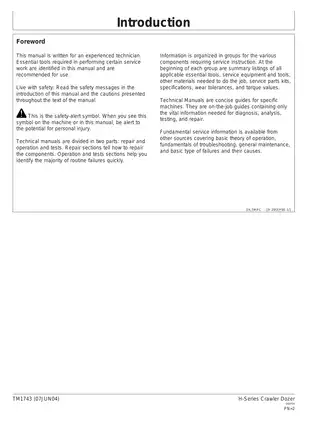John Deere H-Series Crawler Dozer Technical Manual (TM-1743) - Comprehensive Service Guide Preview image 2