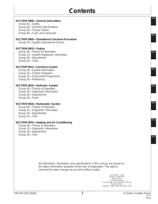 John Deere H-Series Crawler Dozer Technical Manual (TM-1743) - Comprehensive Service Guide Preview image 5