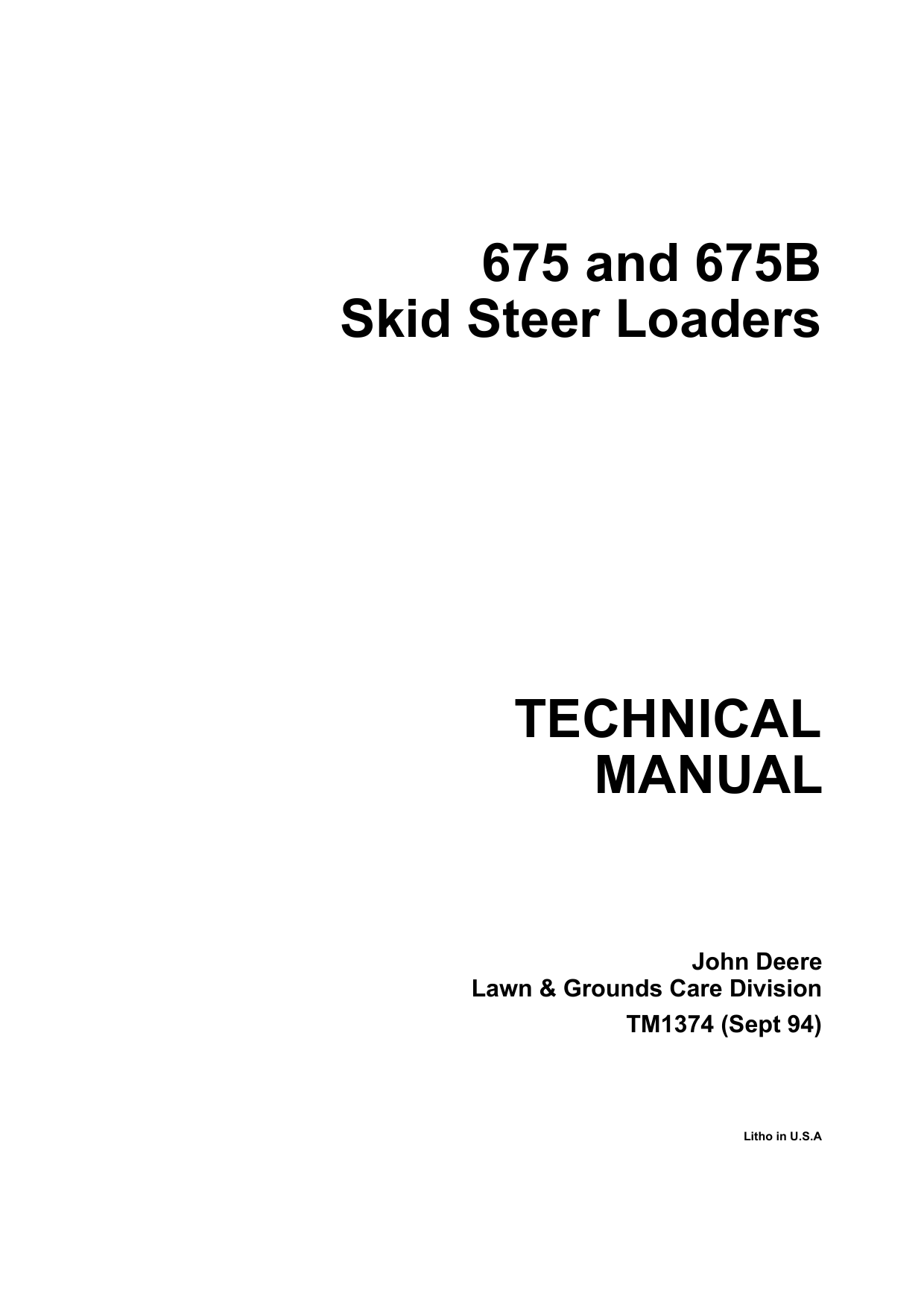 John Deere 675, 675B skid steer loader technical manual Preview image 6