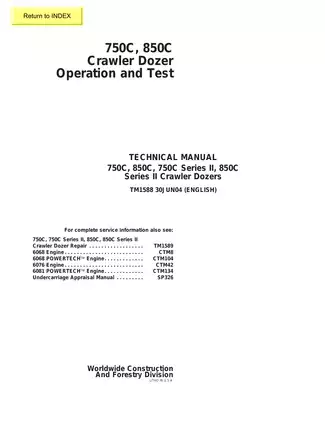 John Deere 750C, 850C Crawler Dozer technical manual 