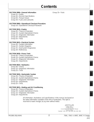 John Deere 750C & 850C Crawler Dozer Technical Manual Preview image 5