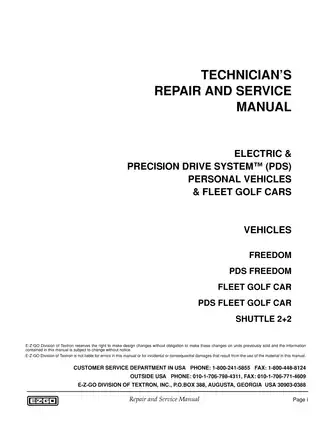 2001-2006 E-Z-GO Golf Cart Fleet Freedom technican´s repair and service manual Preview image 3