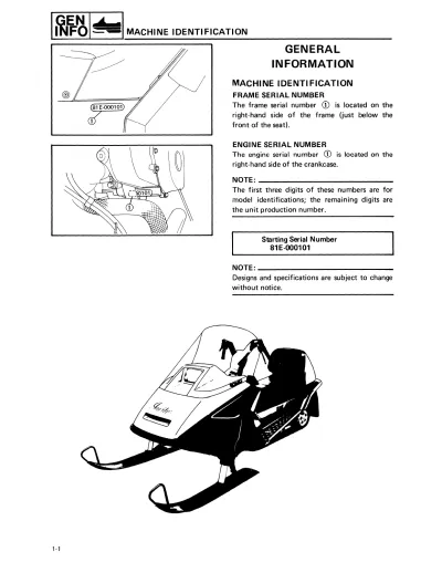 1989–1990 Yamaha CS340, CS340E Ovation Snowmobile Service Manual (P/N YU-08036, YU-33223)