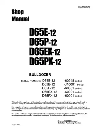 Komatsu D65E, D65P, D65EX, D65PX-12 bulldozer manual Preview image 1