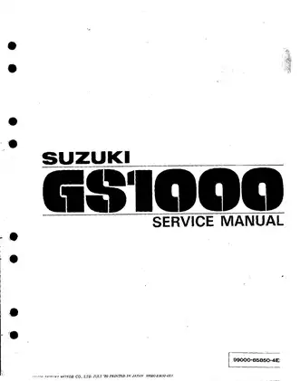 1976-1984 Suzuki GS1000, GS1000E, GS1000S, GS1000L, GS1000ET, GS1000ST, GS1000GT, GS1000GLT, GS1000GX service manual Preview image 1