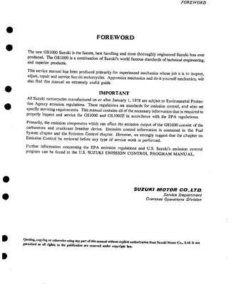 Suzuki GS1000 Service Manual - Comprehensive Repair Guide Preview image 2