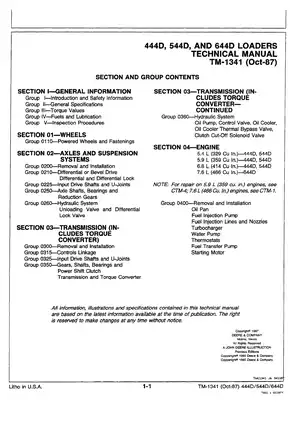 John Deere 444D, 544D, 644D wheel loader repair / technical manual Preview image 5