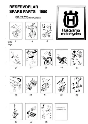 1980 Husqvarna 125, 240, 250,  390 CR parts manual Preview image 1