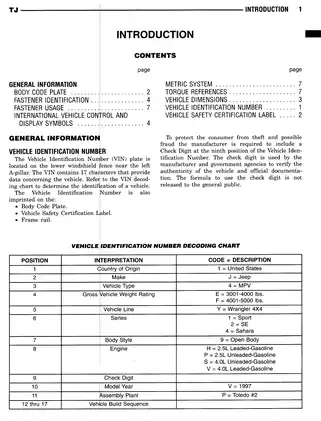 1997 Jeep Wrangler repair and service manual Preview image 3