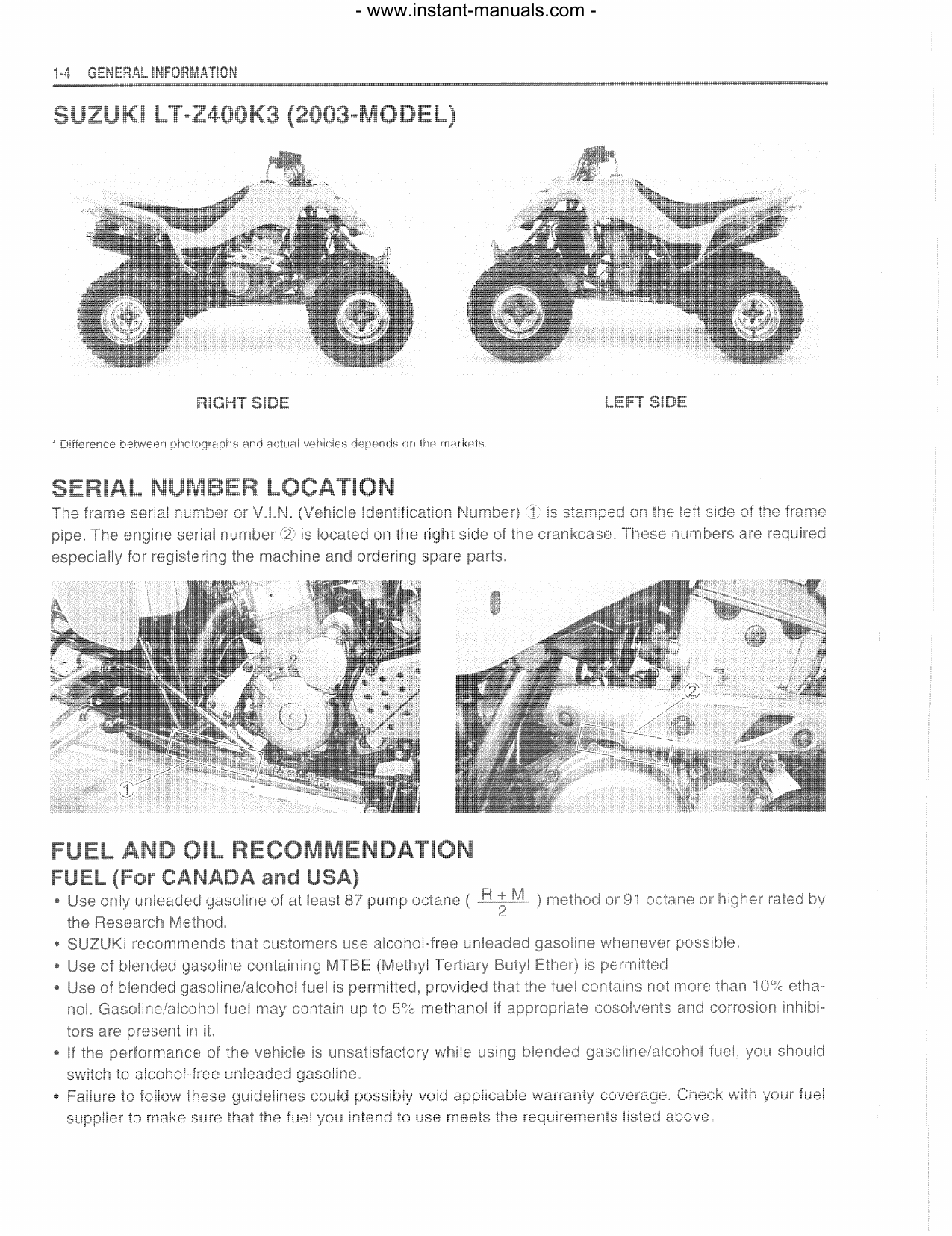 2003-2006 Suzuki  LT-Z400 ATV repair and service manual Preview image 4