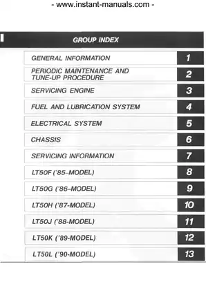 Complete Service Manual for Suzuki LT50 Models (1985-1989) Preview image 1