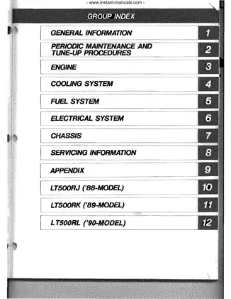 1987-1990 Suzuki LT500, LT500R, LT500R, LT500RJ, LT500RK, LT500RL ATV repair and service manual Preview image 2