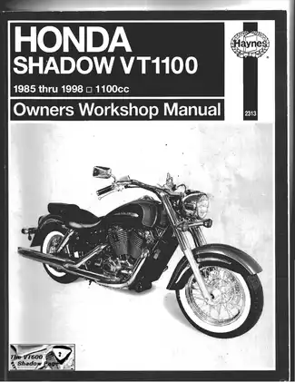 1985-1998 Honda Shadow VT1100, VT1100C, VT1100C2, VT1100T owners workshop manual