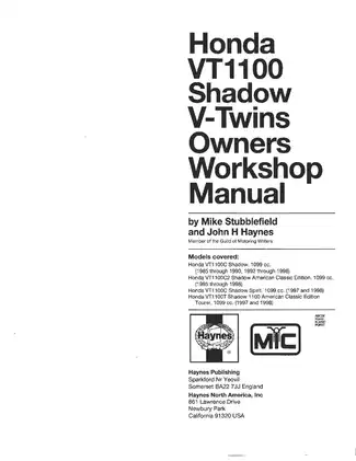 Honda VT1100 Shadow Owners Workshop Manual (1985-1998) Preview image 2