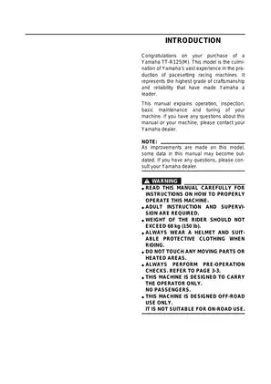 2000-2001 Yamaha TT-R125, TT-R125LW, TT-R125M, TT-R125N, TT-R125LW(M-N) service manual Preview image 4